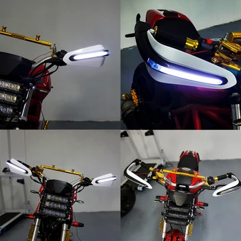  Защитные накладки для рук на руле мотоцикла со светодиодной подсветкой Цевья для мотокросса Универсальные аксессуары для honda integra 750