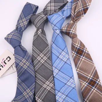  Униформа японских старшеклассников Jk в академическом стиле, хлопчатобумажный галстук в клетку длиной 6,5 см для мужчин и женщин, галстук для повседневной носки