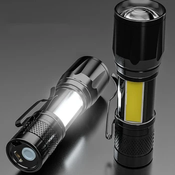  1-4шт XPE + COB Мощный фонарик Походная лампа Фонарь USB Перезаряжаемый 3 режима Светодиодные фонари для кемпинга фонарик с телескопическим зумом