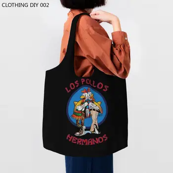  Забавная сумка-тоут Los Pollos Hermanos с принтом Каваи, сумка для покупок из переработанного холста, сумка для покупок во все тяжкие, Сумочка для покупок