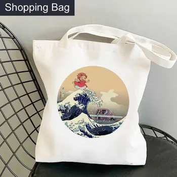  Складная сумка для покупок Bolsas Ecologicas Cabas Ponyo on The Cliff Studio Ghibli Recycle Bag Shopper Джутовая сумка-Тоут