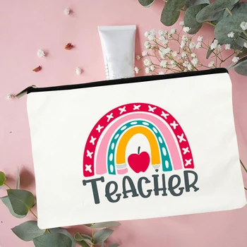  Женская косметичка с принтом Радужного учителя, органайзер для хранения туалетных принадлежностей, сумка-карандаш, лучшая сумка для путешествий, косметичка, подарок учителю
