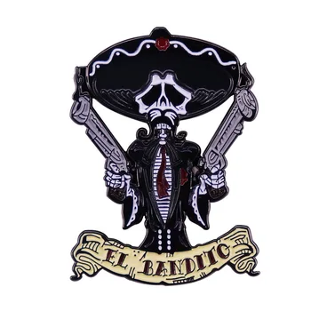  Значок с эмалью в виде скелета El Bandito Muerto В Мексике Фестиваль День Мертвых Готический Шарм Ювелирные Аксессуары Подарки