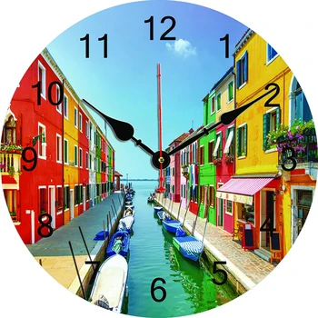  Итальянские пейзажи Изготовленные на заказ Большие часы Домашний декор для гостиной Круглые настенные часы Кварцевые Настольные Часы Украшение стен детской спальни
