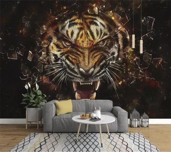  бейбехан Пользовательские обои 3d фреска ручная роспись маслом тигр настенная роспись тигра ТВ фон стены гостиная спальня обои