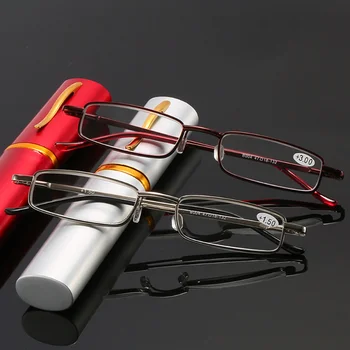  Очки для чтения Женские Мужские Сверхлегкие Портативные мини-очки для дальнозоркости Металлические Пресбиопические с диоптриями Плюс с коробкой Мужские очки